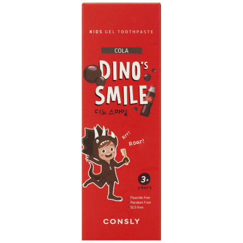 Детская гелевая зубная паста DINO's SMILE c ксилитом и вкусом колы, 60г, Consly