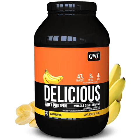 Сывороточный протеин Delicious Whey Protein, вкус «Банан», порошок 908 гр, QNT