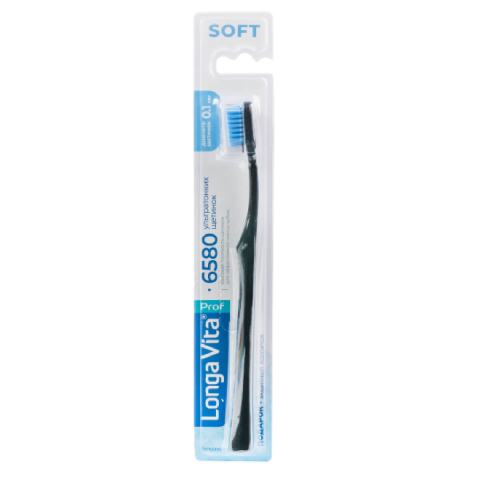 Зубная щетка 6580 щетинок "ultrasoft", d 0,10 мм, цвет: чёрный, Longa Vita