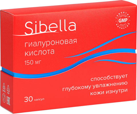 Гиалуроновая кислота, 150 мг, 30 капсул, Sibella