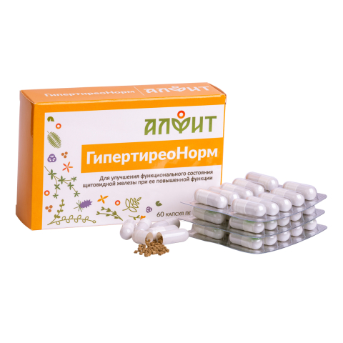 Фитосборы в капсулах "Гипертиреонорм", 60 капсул по 370 мг, Алфит
